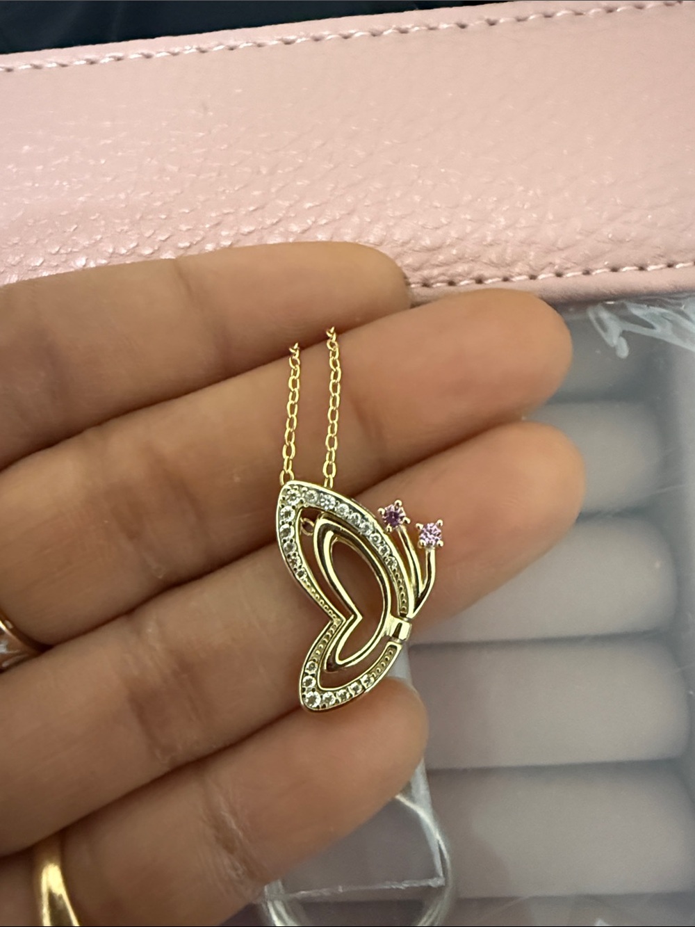 925 Sterling Silver Gold-Plated Butterfly Necklace #E13-29
